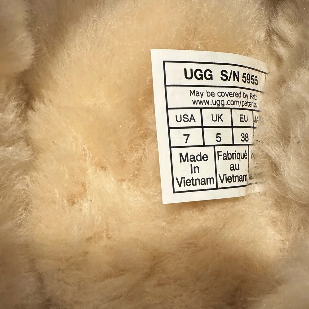 NWT unworn Ugg Tasman slip on shoes slippers chestnut brown Size 7 fur lined - Picture 8 of 12